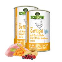 Schecker Hundemen - Geflgel light mit Kartoffeln, Karotten, Waldbeeren & Ei