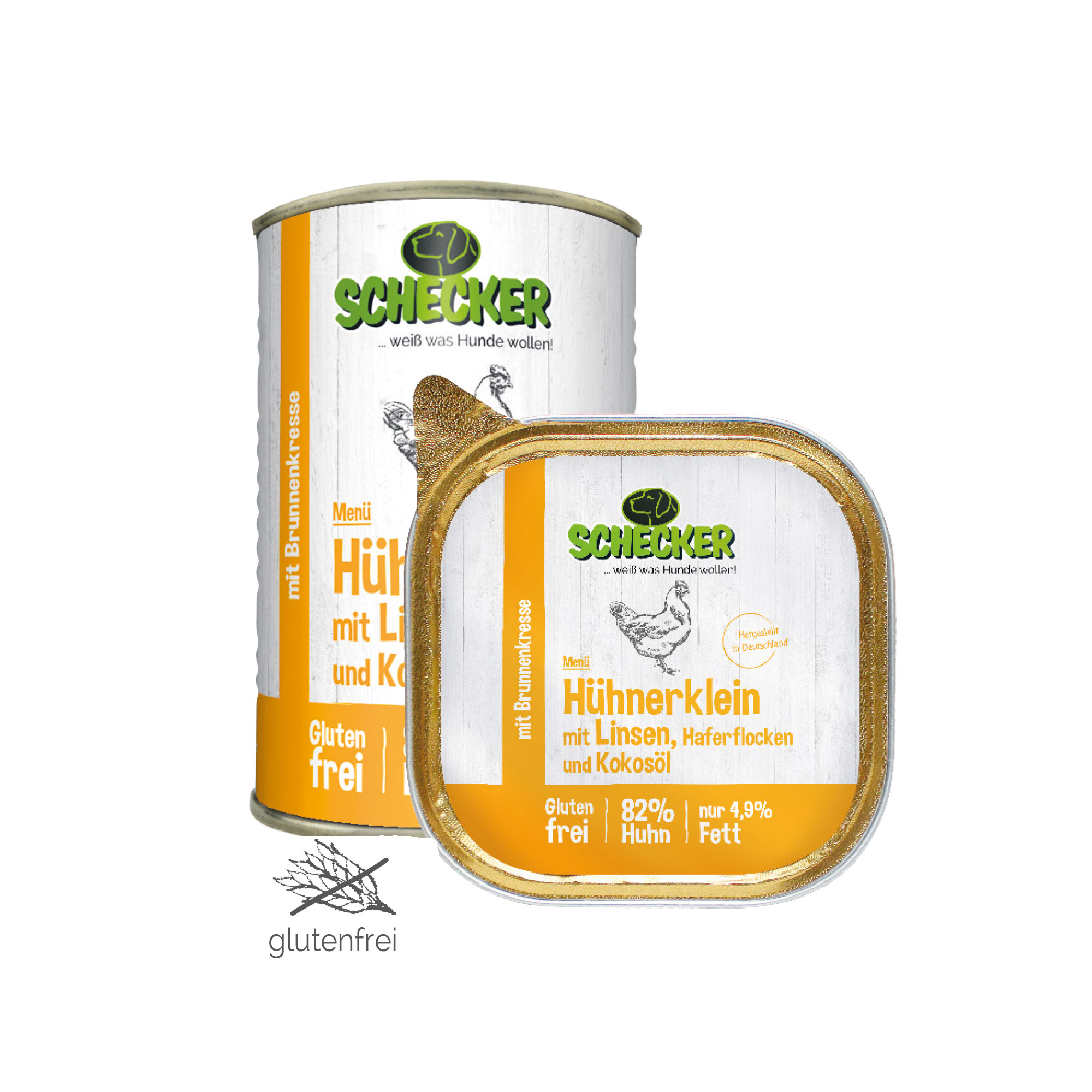 Miniaturansicht 5  - Schecker Nassfutter Dosenfutter mit 82% Huhn Hühnerklein mit Linsen Haferflocken
