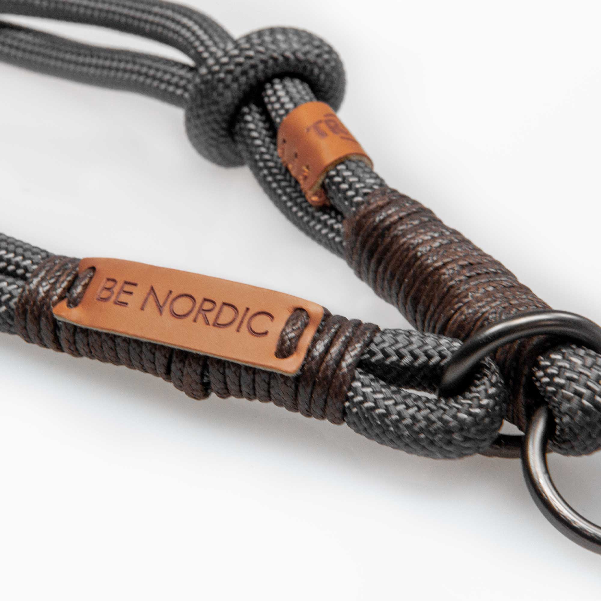Zugstop Halsband BE NORDIC Grau mit Braun Zugbegrenzung stufenlos einstellbar 