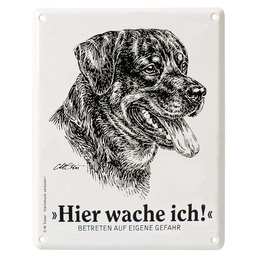 EmailleSchild TextHier wache ich! Betreten auf eigene Gefahr