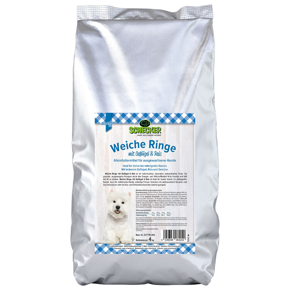 Schecker Hundefutter Weiche Ringe mit Geflgel Reis