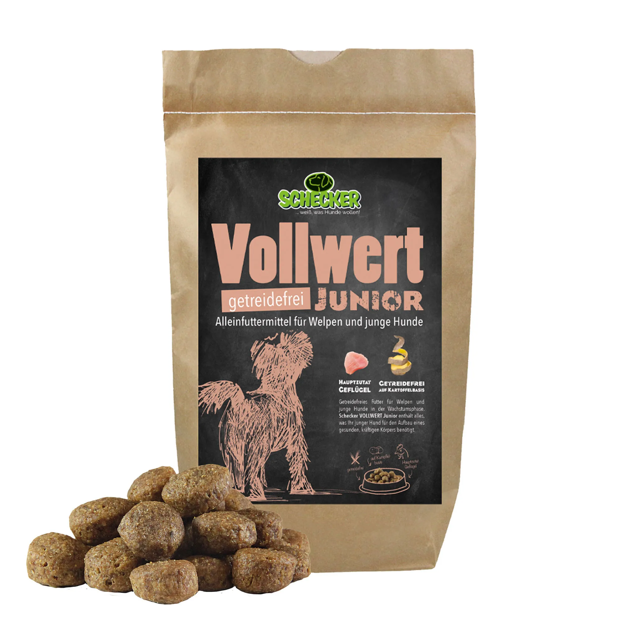Schecker Trockenfutter Vollwert-Junior, getreidefrei 1,5 kg