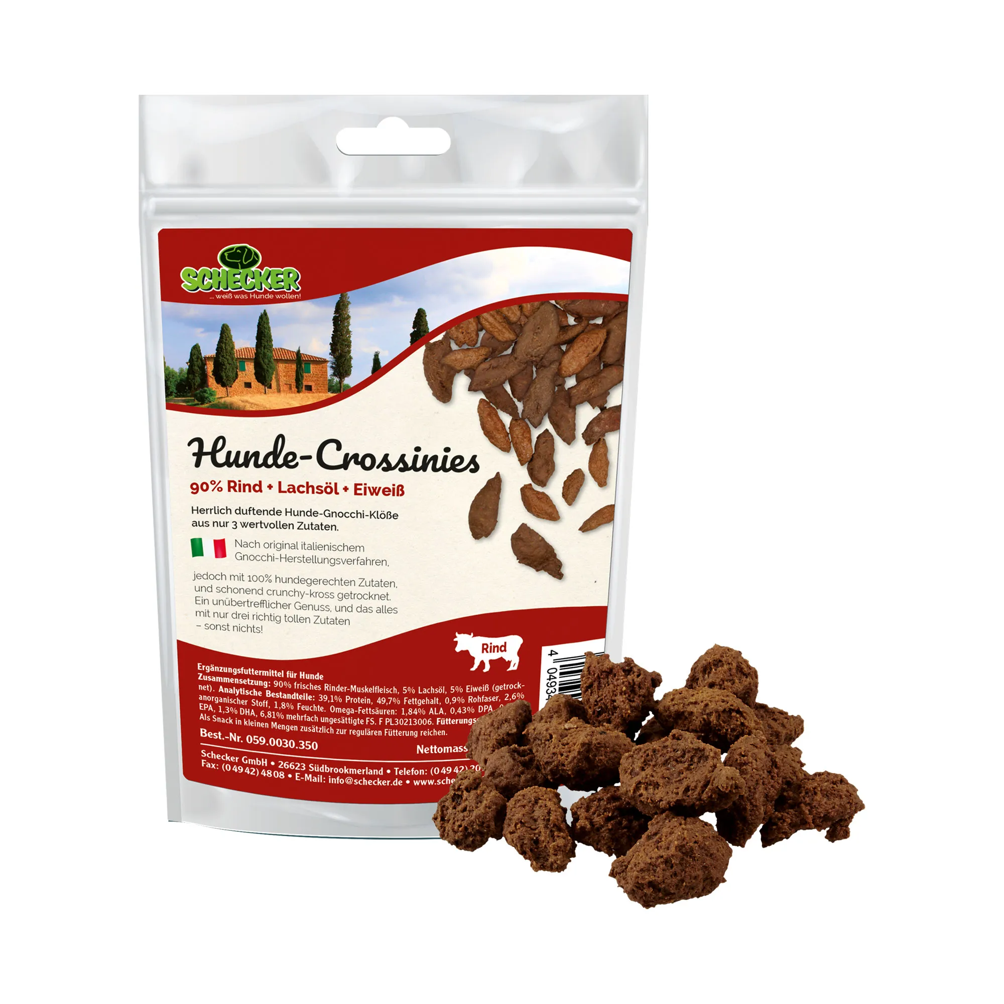 Schecker Hundesnack Crossinies Rind, 100 g Schecker Hundesnack Crossinies Rind, 100 g