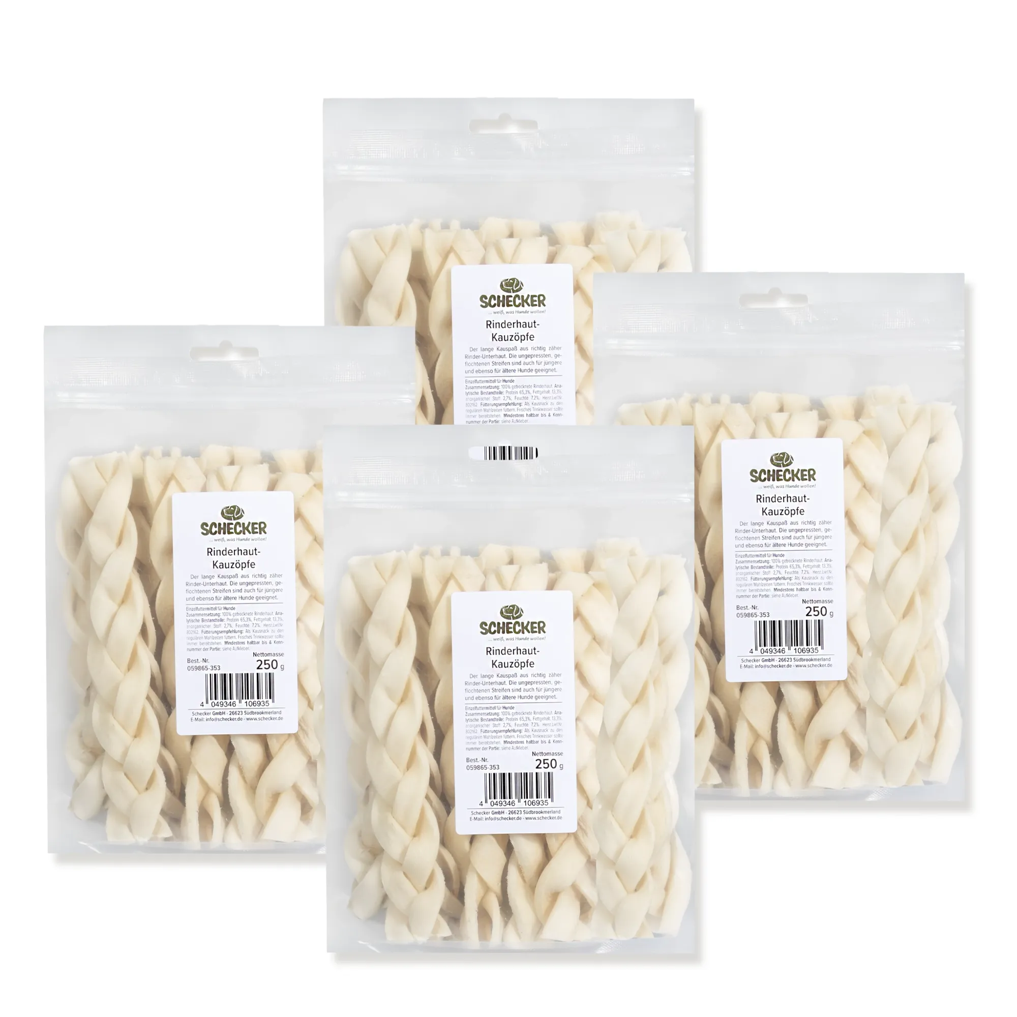 Rinderhaut-Kauzöpfe 4 x 250g Rinderhaut-Kauzöpfe 4 x 250g