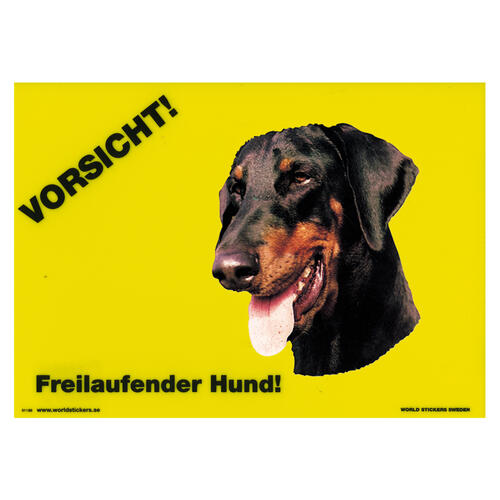 Warnschild "Vorsicht freilaufender Hund" Doberman Gr. 28x20 cm, gelb eBay