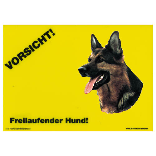 Warnschild"Vorsicht freilaufender Hund"Dt.Schäferhund kl. Kopf Gr